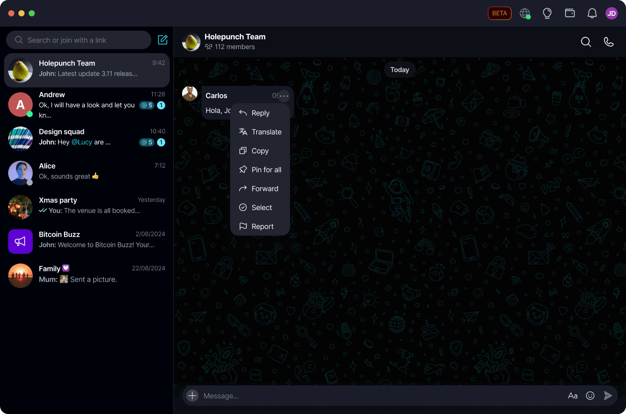 Translate Messages π Β· Desktop Click the three dots / select 'Translate'.